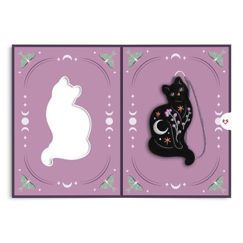 Mystic Black Cat Halloween Card with Removable Felt Keepsake
