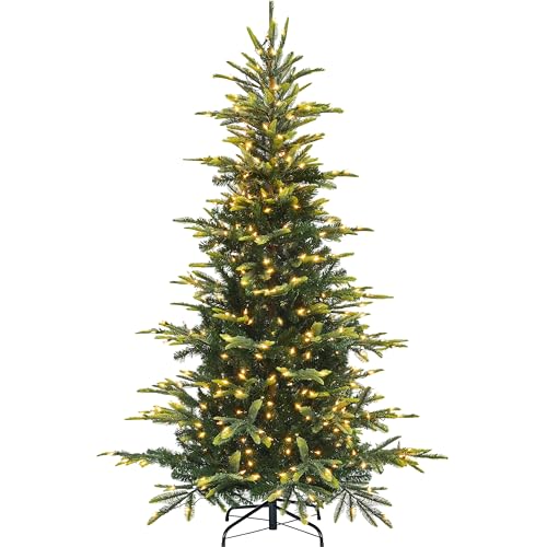 6ft Pre lit Aspen Fir Artificial Christmas Tree with 400 Warm White LED Lights Full Prelighted Xmas Tree w