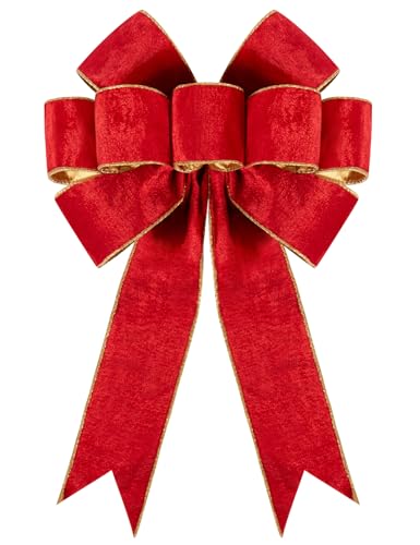 1Pack Large Christmas Bows Velvet Red Bows Holiday Red Christmas Bows Decorations for Wreath Velvet Bows Decor for Christmas Tree Topper