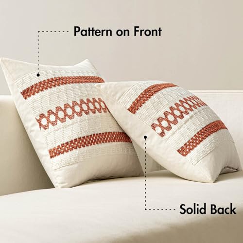 Set of 2 Fall Burnt Orange Decorative Lumbar Pillow Covers 12x20 (2 Count)