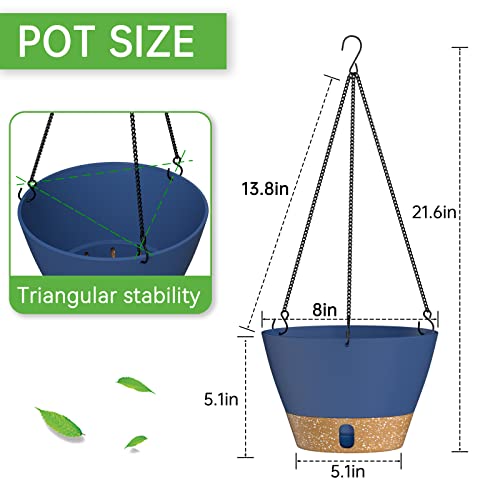 2 Pack 8 Inch Hanging Baskets for Plants Outdoor Indoor (72 Count)