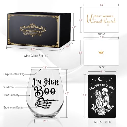 Skull Wine Glass 2 Piece with Gift Box