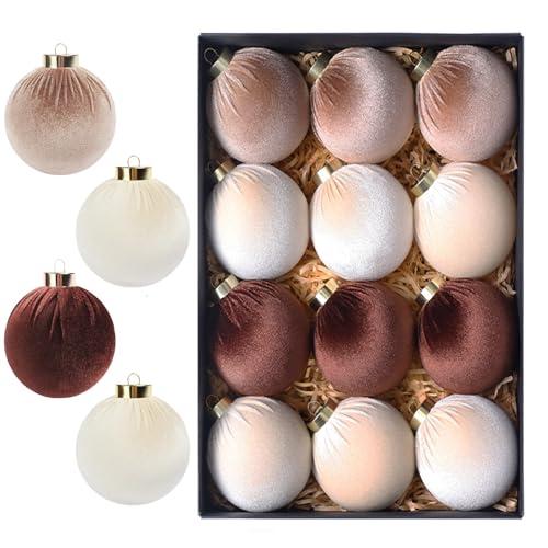 12Pcs Velvet Christmas Ornaments Balls (12 Count)
