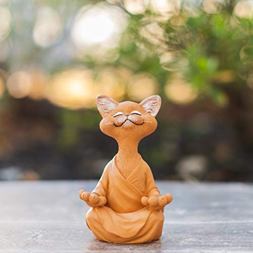 Meditating Happy Cat Statue
