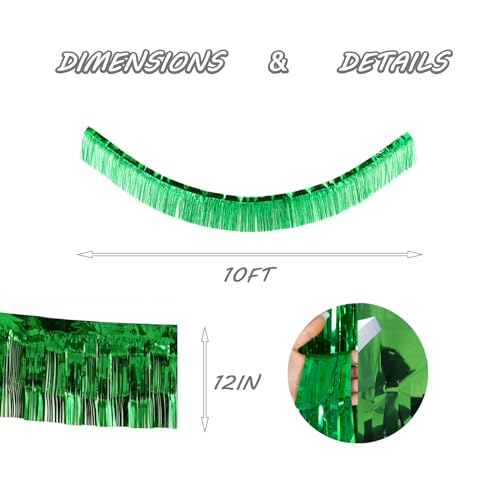 Green Foil Fringe Garland 10FT 2packs for Parade Float Decorations (20 Foot)