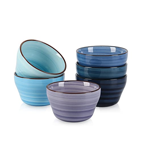 Ceramic 8oz Bouillon Cups 4 Inch Small Dessert Bowls for Soup Dipping Sauce Coffee Cupping (6 Count)