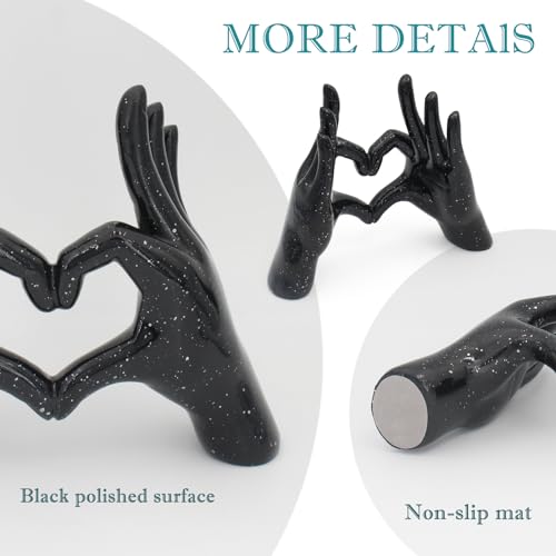 Black Heart Hands Decor Sculpture
