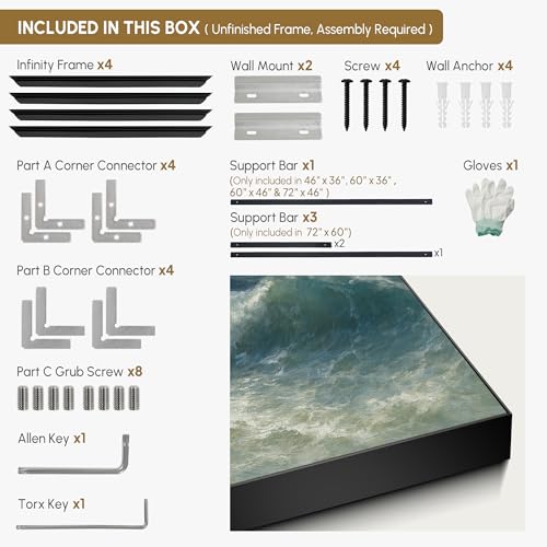 60"x72" Extra Large Framed Wall Art Dramatic Ocean Waves with Stormy Sky and Seagulls for Home Living Room Bedroom Decor