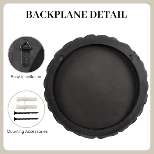 35" Large Round Wood Mirror