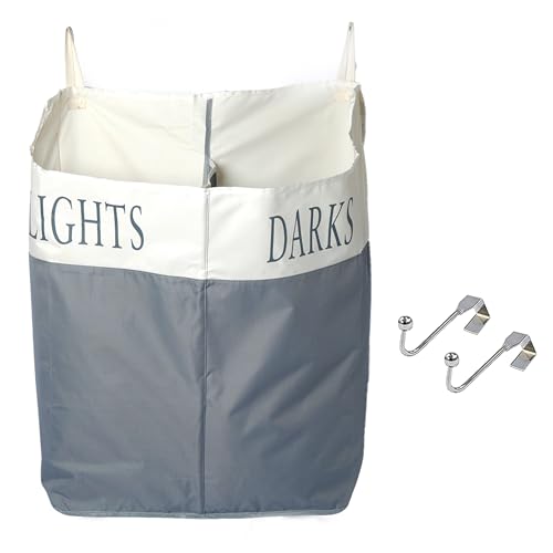 TFLC X Large Two Compartments Hanging Laundry Hamper with Hooks