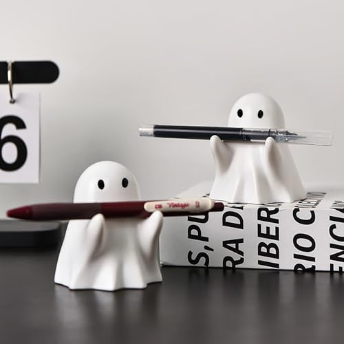Halloween Ghost Figurine Cute Halloween Desktop Tray Decorations Desk Funny Spooky Resin Statue for Holiday Living Room Office Centerpiece Tabletop Sculpture Decorations