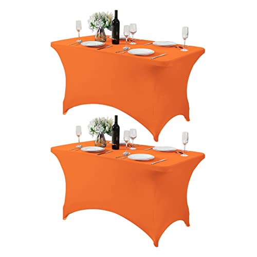 2Pack Spandex Table Cover for 4FT or 6ft or 8ft Table Universal Fitted Stretch Tablecloth for Party (2 Count)