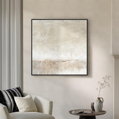 Framed Neutral Abstract Canvas Wall Art Decor for Living Room