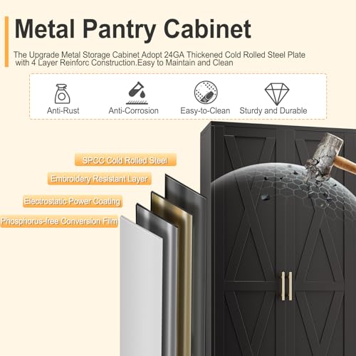 75.2" Tall Metal Kitchen Pantry Storage Cabinet