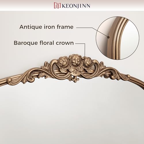 36x30 Brass Vintage Arched Mirror for Wall