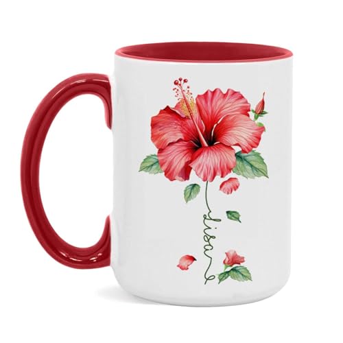 Personalized Hibiscus Blossom Design Mug