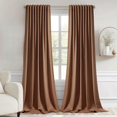 Cappuccino Brown Back Tab Blackout Curtains 52"x96" Long 2 Panel Set (2 Count)