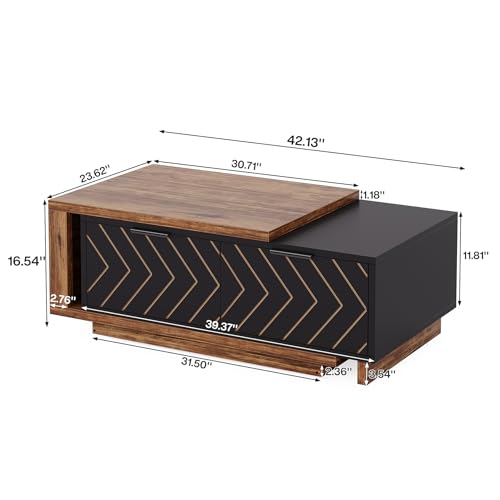 Extendable Coffee Table with 2 Storage Drawers