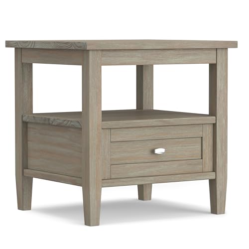 Warm Shaker 20" Wide Solid Wood End Table in Distressed Grey