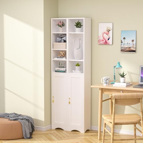 Narrow Bookcase with 6 Adjustable Shelves