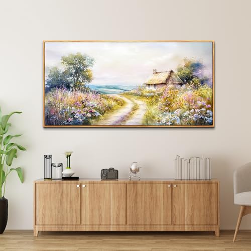 Wood Framed Canvas Wall Art For Living Room Large Wall Decor For Office Bedroom Decoration Country Road Landscape Pictures Farmhouse Paintings Artwork Mural Aesthetic Home Decor 30x60 In