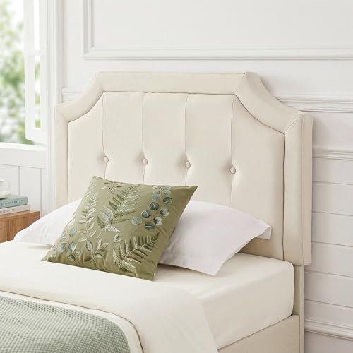 Twin Size Bed Frame with Fabric Upholstered Headboard