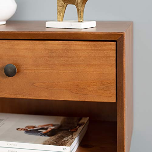 Mid Century Modern Wood Nightstand Side Table Bedroom Storage Drawer and Shelf Bedside End Table