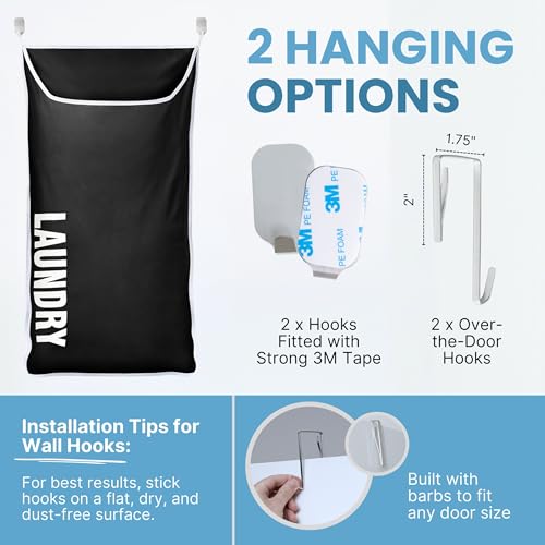Hanging Laundry Hamper Bag XL 40x22"