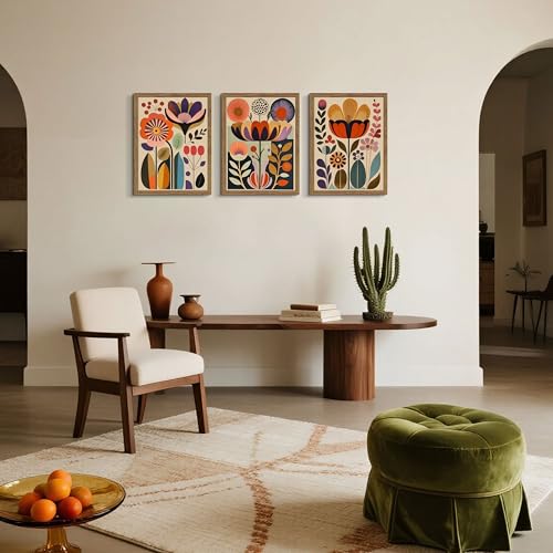 Framed Colorful Floral Wall Art Set of 3