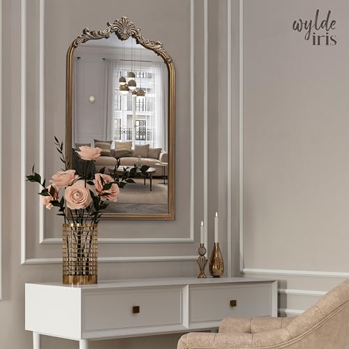 English Estate Carved Arch Wood Wall Mirror