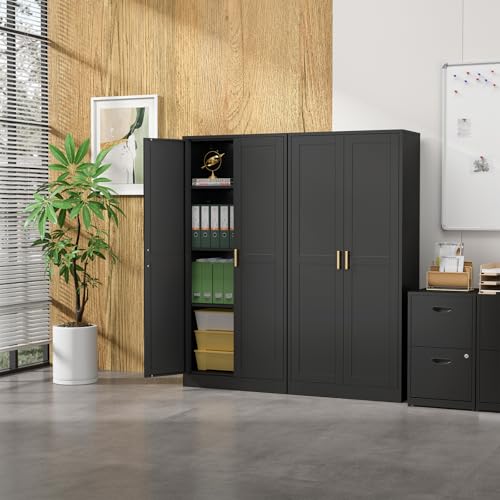 60"Metal Pantry Storage Cabinet with Doors & 4 Adjustable Shelves