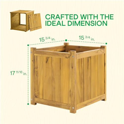 Set of 2 Acacia Wood Flower Planters for Outdoor Plants (2 Count)