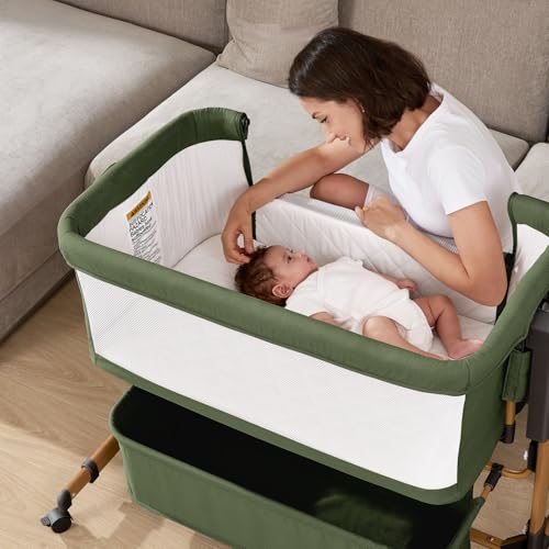 3-in-1 Baby Bassinet, Bedside Sleeper & Rocking Bassinet for Newborn
