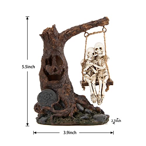 Halloween Skull Statue with Spooky LED Light for Home Indoor Decorations