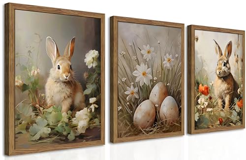 Vintage Easter Bunny Wall Art Set of 3 (3 Count)