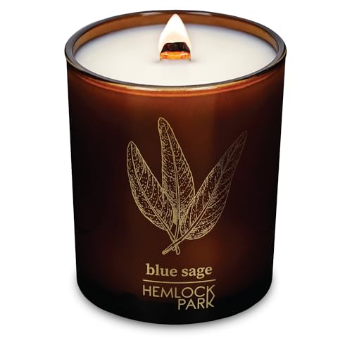 Blue Sage Amber & Gold Crackling Wood Wick Candle