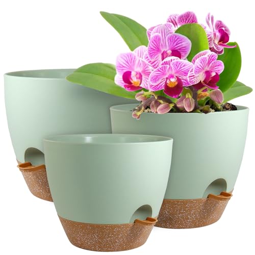 10/9/8 inch Self Watering Pots for Indoor Outdoor Plants, Set of 3 (3 Count)