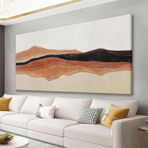 Large Red Brown White Abstract Wall Art For Living Room Decor 29" × 58"