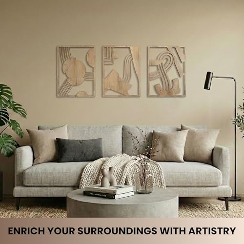 Modern Wooden Wall Sculptures (3 Count)