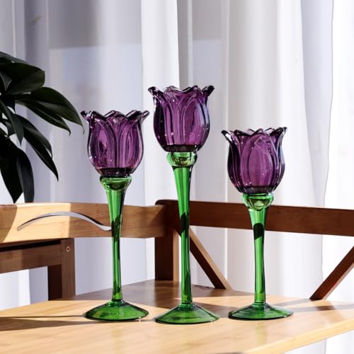 Purple Tulip Tealight Candle Holder Set of 3 (3 Count)