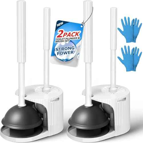 2Pack 2 in 1 Toilet Brush and Plunger Set (2 Count)