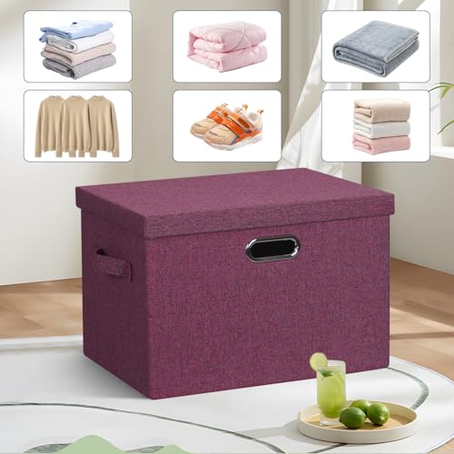 Storage Bins with Lids Fabric Closet Organizers Cubes Office Organization (3 Count)