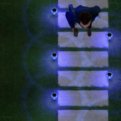 Solar Garden Lights Outdoor Waterproof 8 Pack Blue LED Mushroom (8 Count)