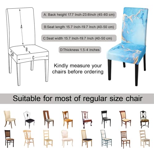 Ink Art Painting Chair Covers for Dining Room Set of 6