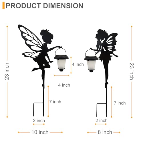 2 Pack Solar Fairy Garden Metal Stake Decorative Lantern (2 Count)