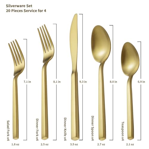 Cube Gold 20 Piece Flatware Set (4 Count)