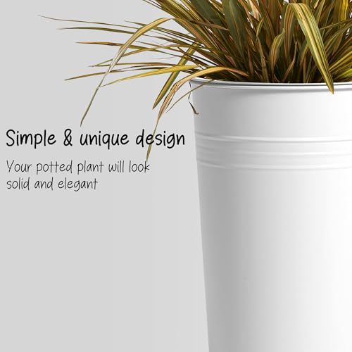 25'' Tall Galvanized Steel Planter Pot with Water Level Indicator (2 Count)