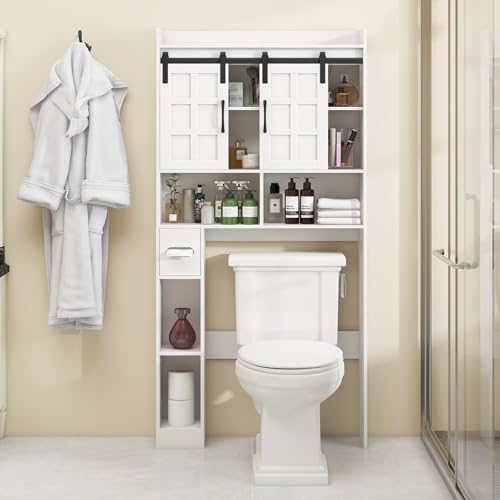Over The Toilet Storage Cabinet with Sliding Doors
