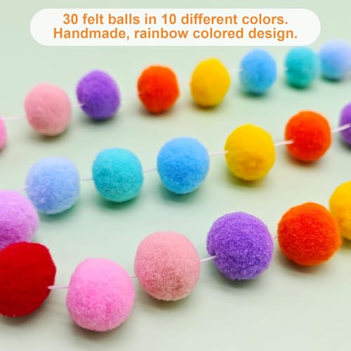 4 Pack 26.3 Feet Colorful Pom Pom Garland Decorations (26.5 Foot)