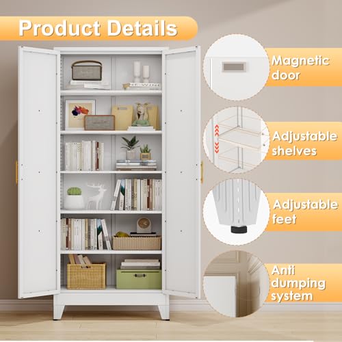 75.2" Tall Metal Kitchen Pantry Storage Cabinet